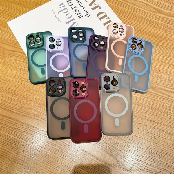 Translucent Frosted Acrylic Mag Full Camera Protection Shockproof Safe Magnetic Mobile Phone Case for iPhone 15 14 13 Pro Max - Image 3