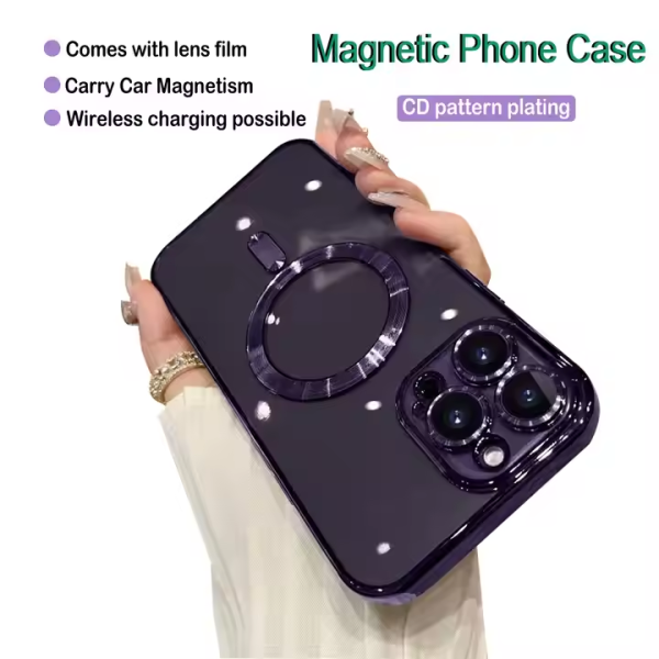 Electroplate Plated Mag Shockproof Safe Magnetic Cell Cover Magnet Phone Case for Iphone 16 15 14 Pro Max - Image 2
