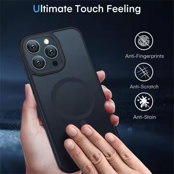 Translucent Frosted Acrylic Mag Full Camera Protection Shockproof Safe Magnetic Mobile Phone Case for iPhone 15 14 13 Pro Max - Image 2