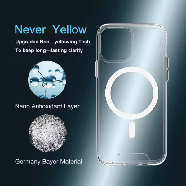 Shockproof Clear Charger Mag Mobile Phone Cases Transparent Safe Magnetic Phone Case for Iphone 15 14 13 Pro Max - Image 4