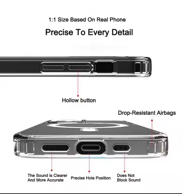 Shockproof Clear Charger Mag Mobile Phone Cases Transparent Safe Magnetic Phone Case for Iphone 15 14 13 Pro Max - Image 2