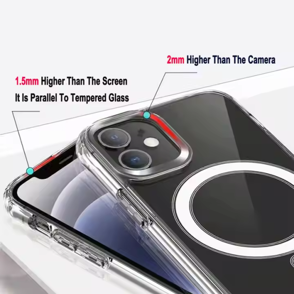 Shockproof Clear Charger Mag Mobile Phone Cases Transparent Safe Magnetic Phone Case for Iphone 15 14 13 Pro Max - Image 3