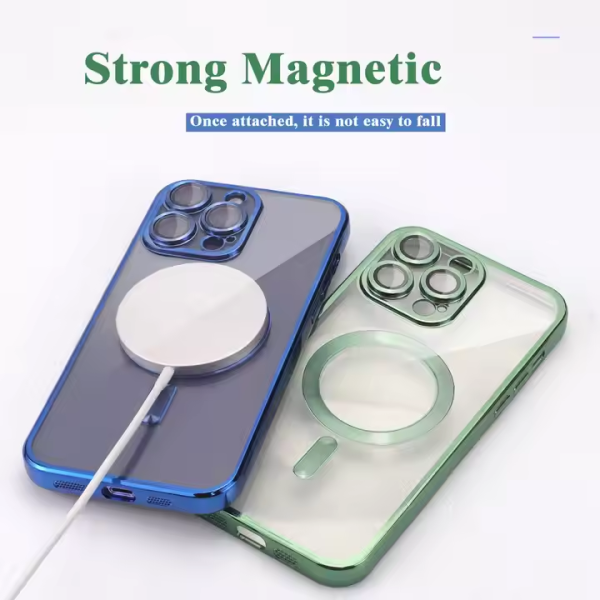 Electroplate Plated Mag Shockproof Safe Magnetic Cell Cover Magnet Phone Case for Iphone 16 15 14 Pro Max - Image 3