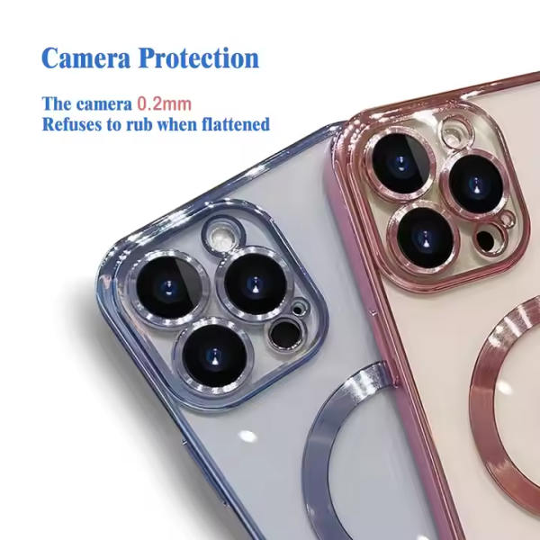 Electroplate Plated Mag Shockproof Safe Magnetic Cell Cover Magnet Phone Case for Iphone 16 15 14 Pro Max - Image 5