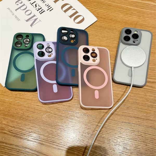 Translucent Frosted Acrylic Mag Full Camera Protection Shockproof Safe Magnetic Mobile Phone Case for iPhone 15 14 13 Pro Max - Image 5