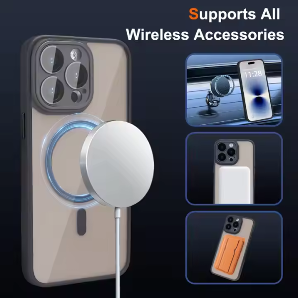 Translucent Frosted Acrylic Mag Full Camera Protection Shockproof Safe Magnetic Mobile Phone Case for iPhone 15 14 13 Pro Max - Image 6