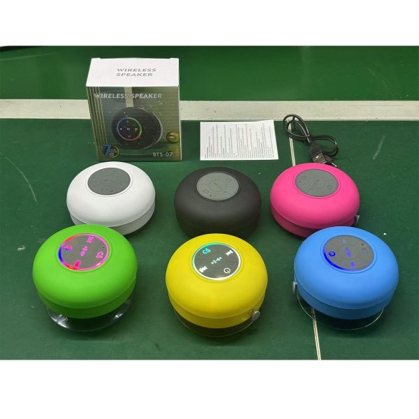 Waterproof Suction Cup BT 5.0 Speaker LED Colorful Light Shower BTS-07 Wireless Speaker - Image 3