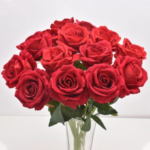 Artificial Rose Single Flannel Feel Wedding Fake Flower Home Wedding Decoration Artificial Rose Bouquet Wholesale
