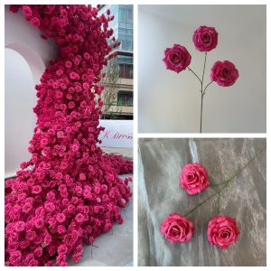 Customizable artificial flower wall panels for wedding background decoration simulation rose flower wall rose waterfall