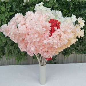 Modern simple artificial white pole snow cherry blossom arch drape, lightweight wedding ceiling flower installation, OEM service