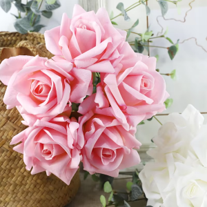 Red White Artificial Flower Real Touch Rose Flowers