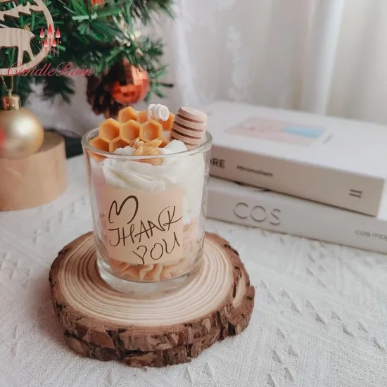 Handmade ice cream cups with fragrant candles