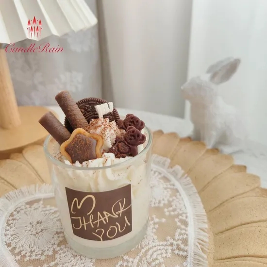 Handmade ice cream cups with fragrant candles