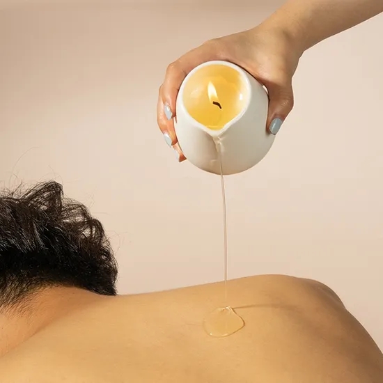 Hot Sale Low Temperature Massage Candle Sexy Body with Ceramic Jar Spout