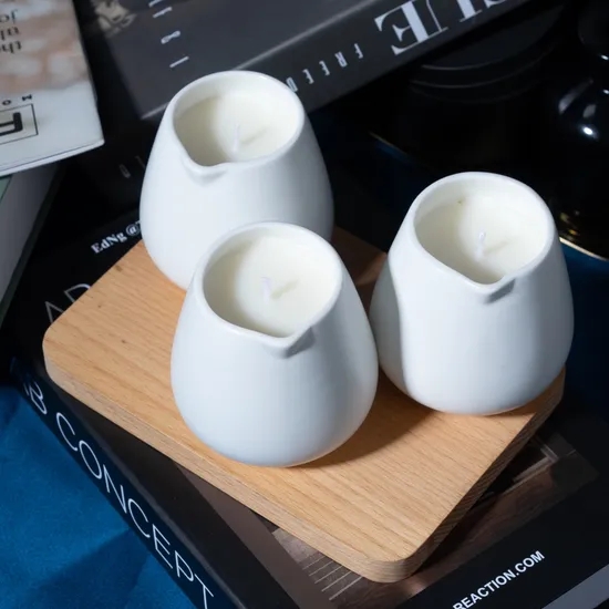 Hot Sale Low Temperature Massage Candle Sexy Body with Ceramic Jar Spout