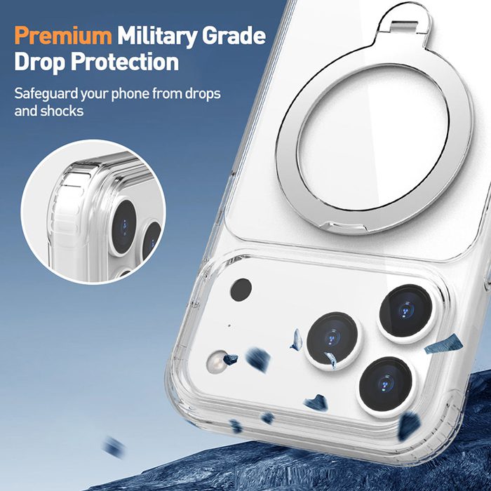 Custom Phone case for iPhone 15 1617 Pro Transparent Magnetic Shockproof Phone Cover with Ring Holder - Image 2